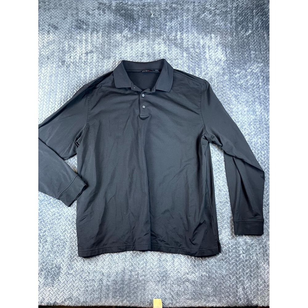 Walter Hagen Essentials Polo Shirt Men XL Black Stretch Long Sleeve Golf Tennis